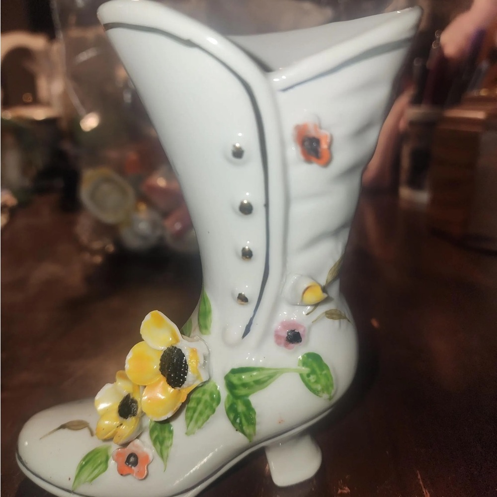 Vintage Floral Porcelain Boot